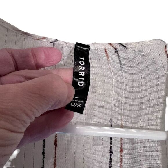 Torrid Open Front Rainbow Stripe Fringe Ruana Ivory Size O/S - Picture 2 of 7